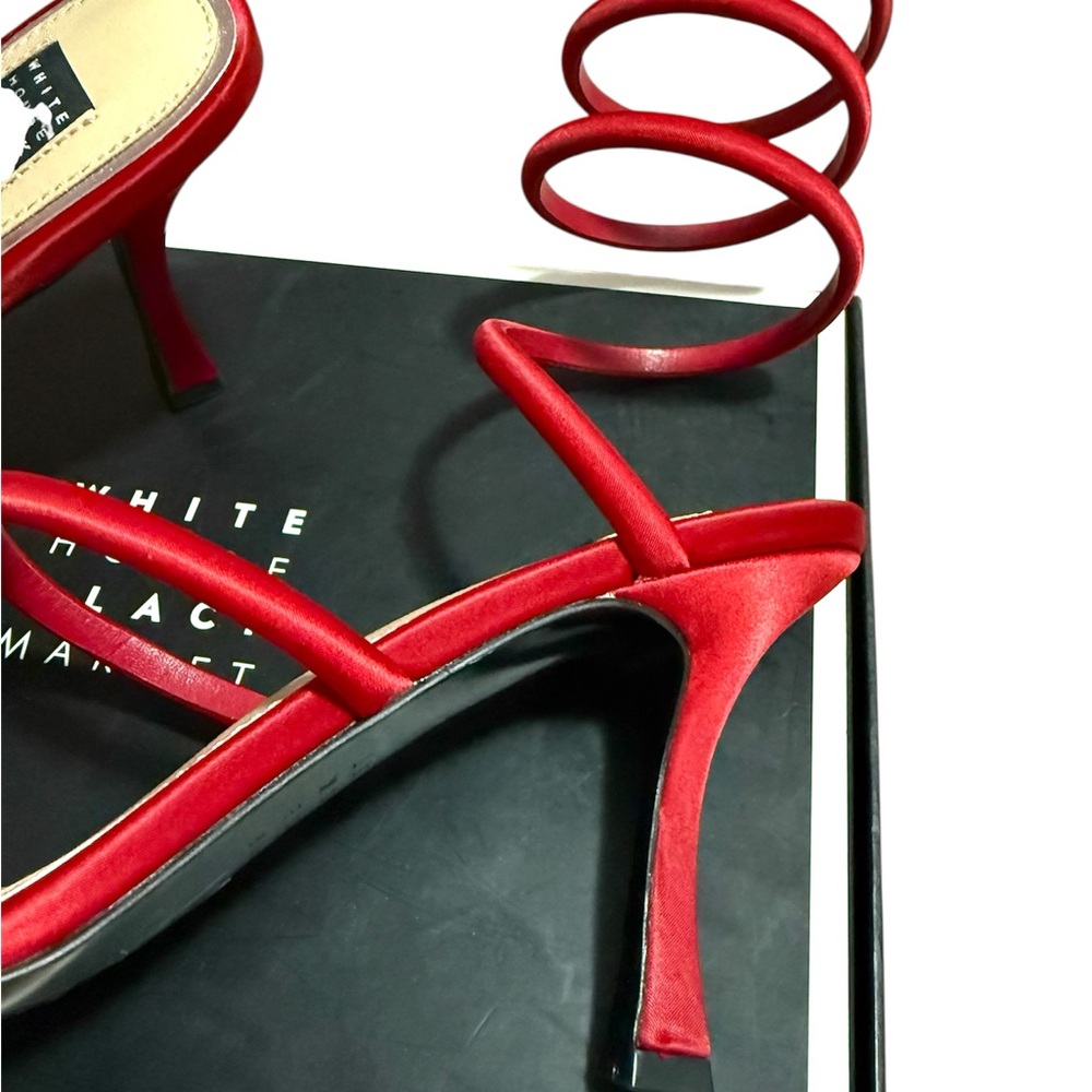 White House Black Market Red Spiral Strap Stiletto Heels - Picture 4 of 5